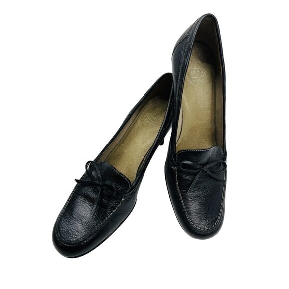 Vtg Circa Joan & David Heels Andre Black Leather Block Heel Womens 7 - Picture 3 of 9